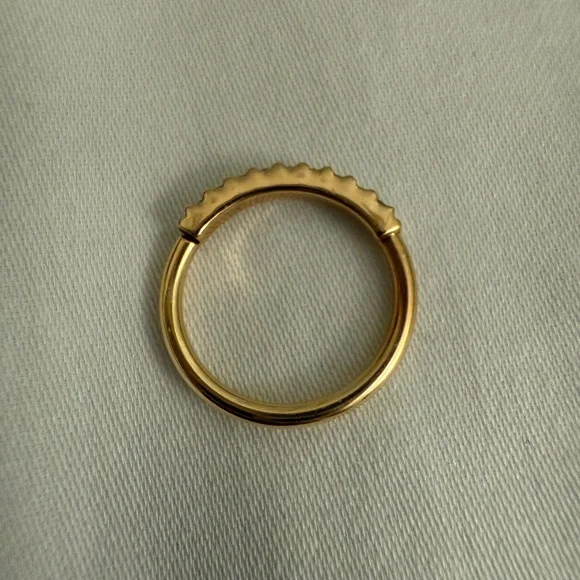 16g Gold Outside Gem Ring 14k yellow gold 7/16” CZ - Picture 2 of 5